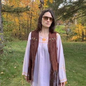 Brown Fringe Vest for Women